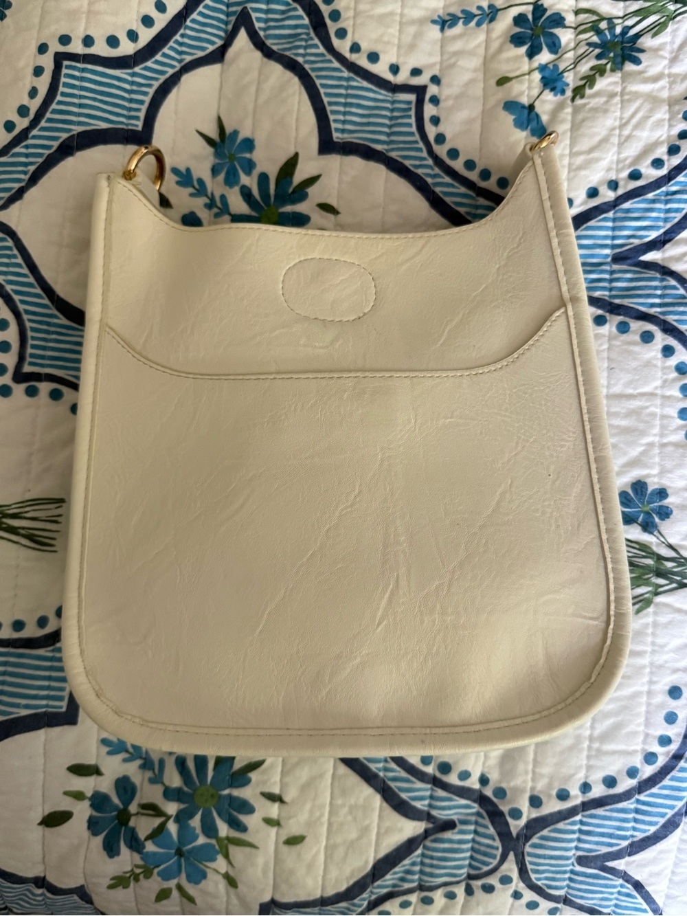 Women's Cream Shoulder Bag with Front Slip Pocket